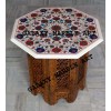 White table top with geometrical inlay design 22" WP-2202